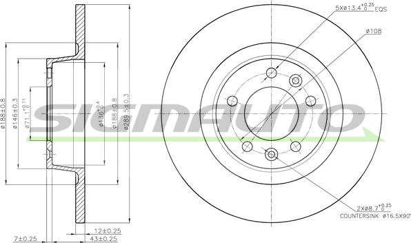 SIGMAUTO DBB744S - Bremsscheibe alexcarstop-ersatzteile.com