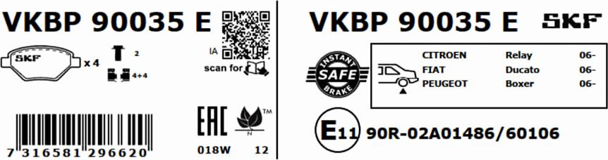 SKF VKBP 90035 E - Bremsbelagsatz, Scheibenbremse alexcarstop-ersatzteile.com