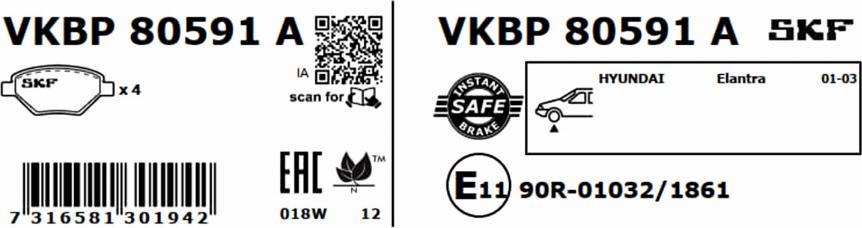 SKF VKBP 80591 A - Bremsbelagsatz, Scheibenbremse alexcarstop-ersatzteile.com