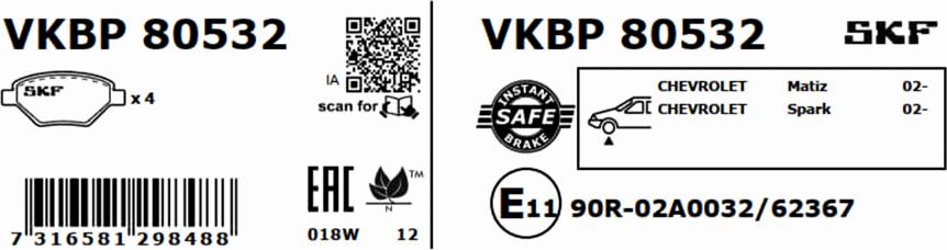 SKF VKBP 80532 - Bremsbelagsatz, Scheibenbremse alexcarstop-ersatzteile.com