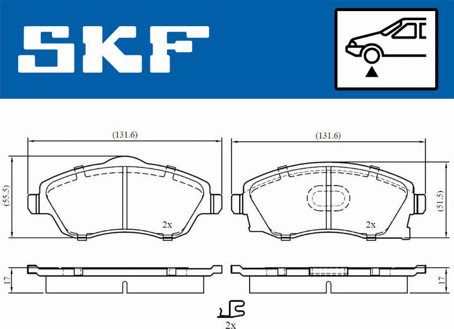 SKF VKBP 80062 A - Bremsbelagsatz, Scheibenbremse alexcarstop-ersatzteile.com