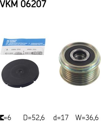 SKF VKM 06207 - Riemenscheibe, Generator alexcarstop-ersatzteile.com