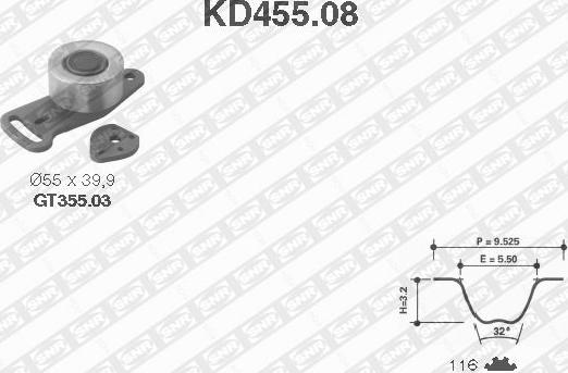 SNR KD455.08 - Zahnriemensatz alexcarstop-ersatzteile.com