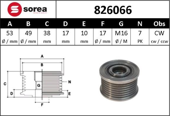 SNRA 826066 - Riemenscheibe, Generator alexcarstop-ersatzteile.com