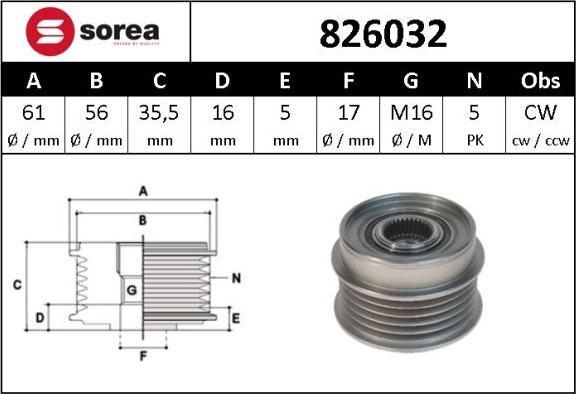 SNRA 826032 - Riemenscheibe, Generator alexcarstop-ersatzteile.com