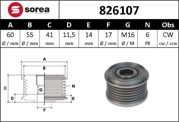 SNRA 826107 - Riemenscheibe, Generator alexcarstop-ersatzteile.com