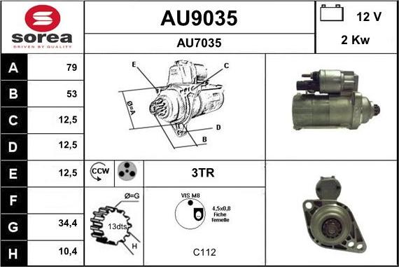 SNRA AU9035 - Starter alexcarstop-ersatzteile.com