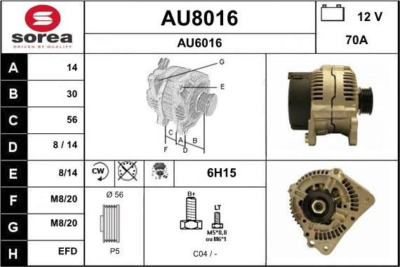 SNRA AU8016 - Generator alexcarstop-ersatzteile.com