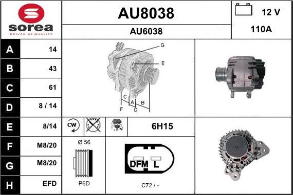 SNRA AU8038 - Generator alexcarstop-ersatzteile.com