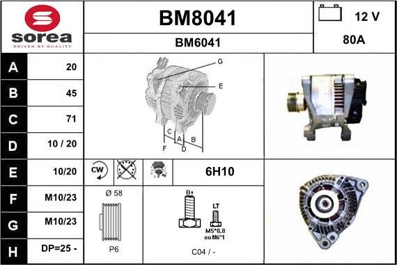 SNRA BM8041 - Generator alexcarstop-ersatzteile.com