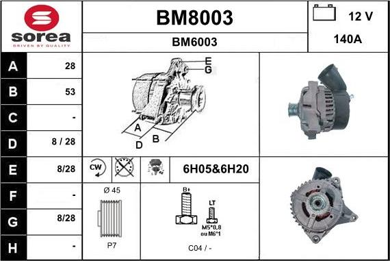 SNRA BM8003 - Generator alexcarstop-ersatzteile.com