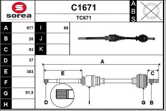 SNRA C1671 - Antriebswelle alexcarstop-ersatzteile.com