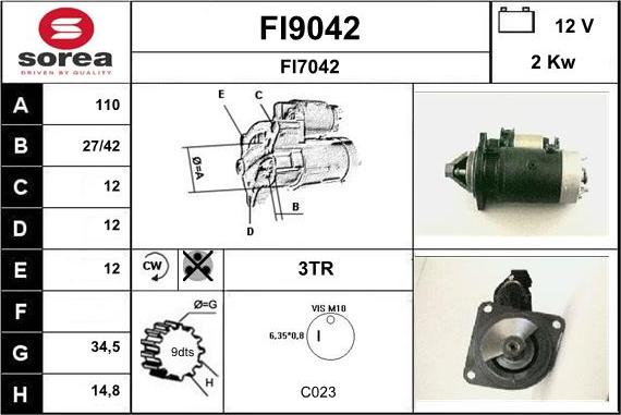 SNRA FI9042 - Starter alexcarstop-ersatzteile.com