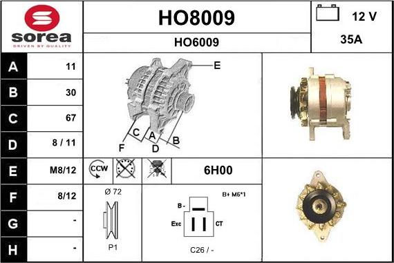 SNRA HO8009 - Generator alexcarstop-ersatzteile.com