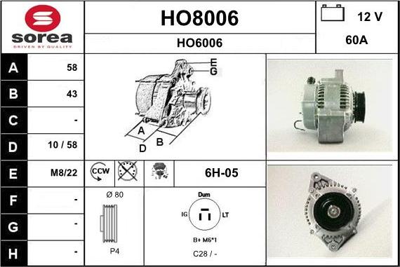 SNRA HO8006 - Generator alexcarstop-ersatzteile.com