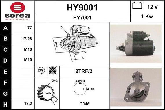 SNRA HY9001 - Starter alexcarstop-ersatzteile.com