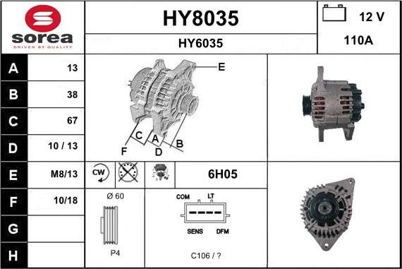 SNRA HY8035 - Generator alexcarstop-ersatzteile.com