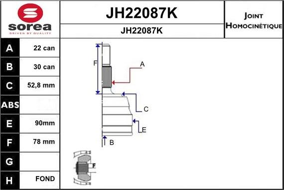 SNRA JH22087K - Gelenksatz, Antriebswelle alexcarstop-ersatzteile.com