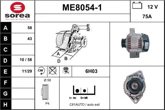 SNRA ME8054-1 - Generator alexcarstop-ersatzteile.com