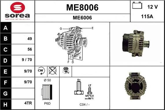 SNRA ME8006 - Generator alexcarstop-ersatzteile.com