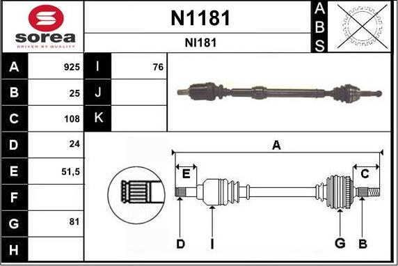 SNRA N1181 - Antriebswelle alexcarstop-ersatzteile.com