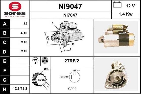 SNRA NI9047 - Starter alexcarstop-ersatzteile.com