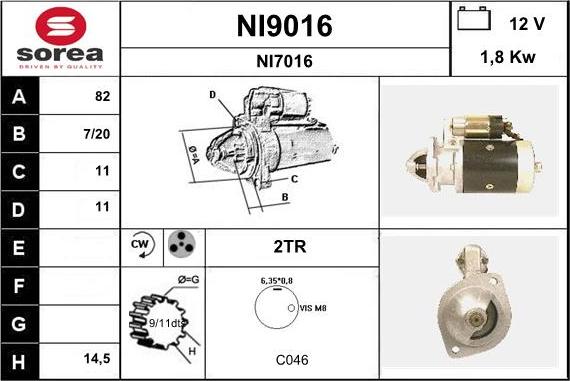 SNRA NI9016 - Starter alexcarstop-ersatzteile.com