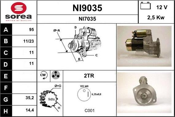 SNRA NI9035 - Starter alexcarstop-ersatzteile.com