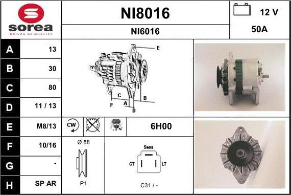 SNRA NI8016 - Generator alexcarstop-ersatzteile.com