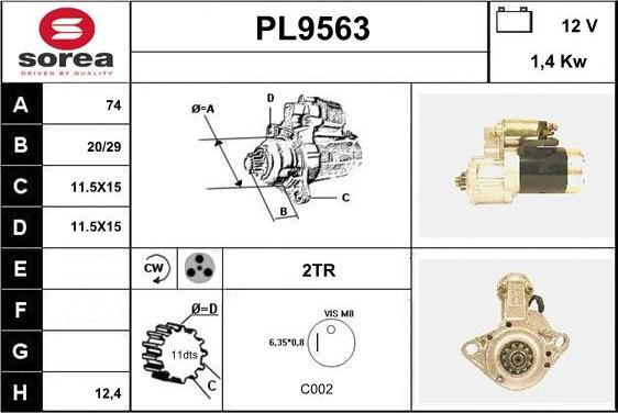 SNRA PL9563 - Starter alexcarstop-ersatzteile.com