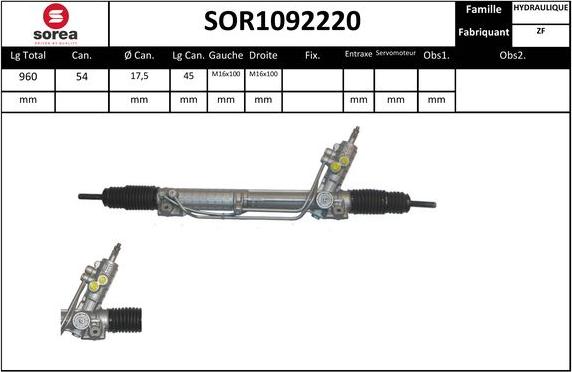 SNRA SOR1092220 - Lenkgetriebe alexcarstop-ersatzteile.com