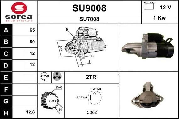 SNRA SU9008 - Starter alexcarstop-ersatzteile.com