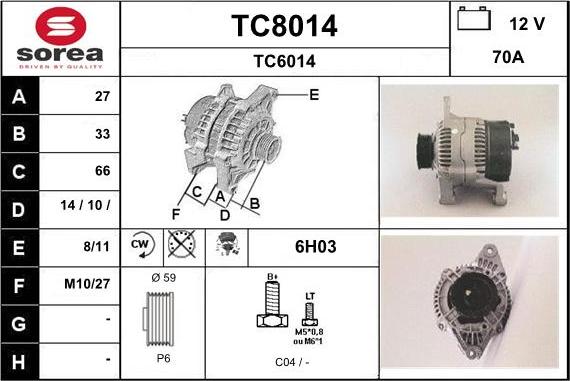 SNRA TC8014 - Generator alexcarstop-ersatzteile.com