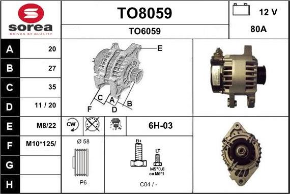 SNRA TO8059 - Generator alexcarstop-ersatzteile.com