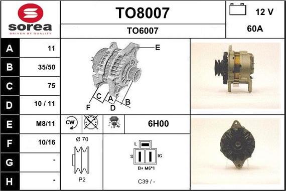 SNRA TO8007 - Generator alexcarstop-ersatzteile.com