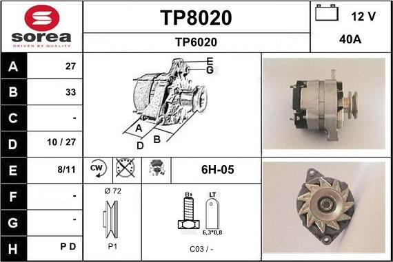 SNRA TP8020 - Generator alexcarstop-ersatzteile.com