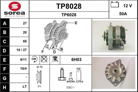 SNRA TP8028 - Generator alexcarstop-ersatzteile.com