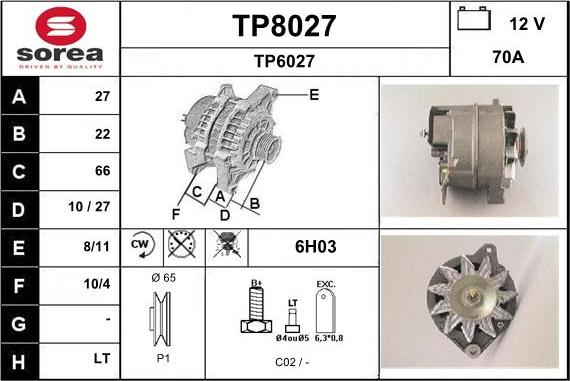 SNRA TP8027 - Generator alexcarstop-ersatzteile.com