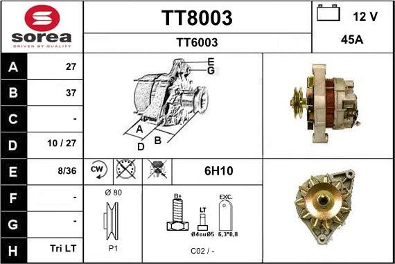 SNRA TT8003 - Generator alexcarstop-ersatzteile.com