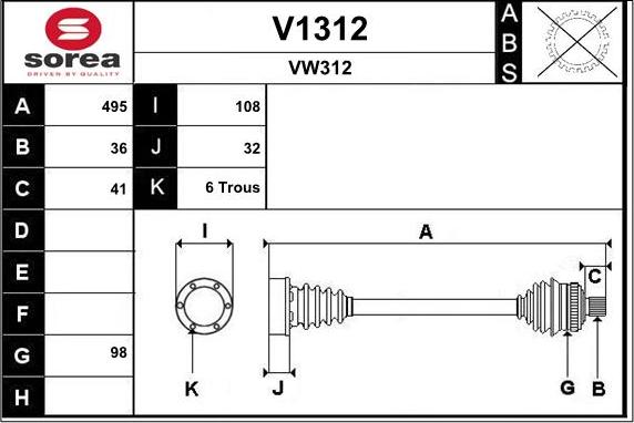 SNRA V1312 - Antriebswelle alexcarstop-ersatzteile.com