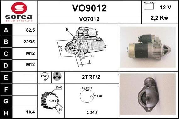 SNRA VO9012 - Starter alexcarstop-ersatzteile.com