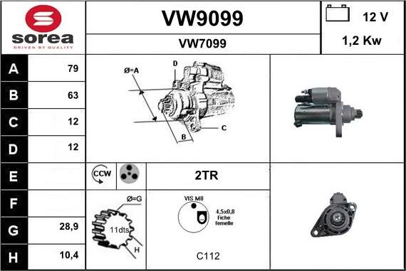 SNRA VW9099 - Starter alexcarstop-ersatzteile.com