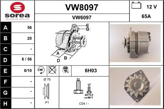 SNRA VW8097 - Generator alexcarstop-ersatzteile.com