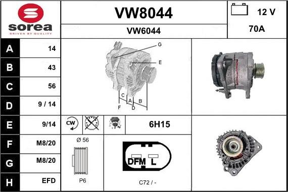 SNRA VW8044 - Generator alexcarstop-ersatzteile.com