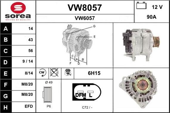 SNRA VW8057 - Generator alexcarstop-ersatzteile.com