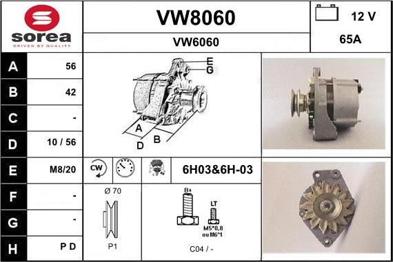 SNRA VW8060 - Generator alexcarstop-ersatzteile.com