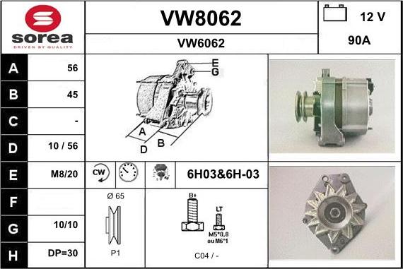 SNRA VW8062 - Generator alexcarstop-ersatzteile.com