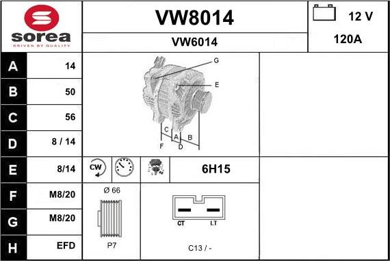 SNRA VW8014 - Generator alexcarstop-ersatzteile.com