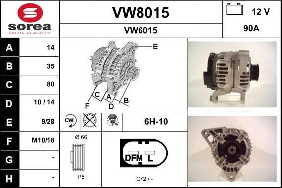 SNRA VW8015 - Generator alexcarstop-ersatzteile.com