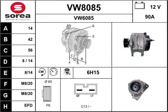 SNRA VW8085 - Generator alexcarstop-ersatzteile.com